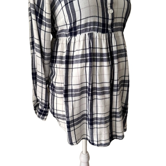 ISABEL MATERNITY Plaid Long Sleeve Button Down Empire Waist Flowy Blouse Size M - Picture 8 of 12